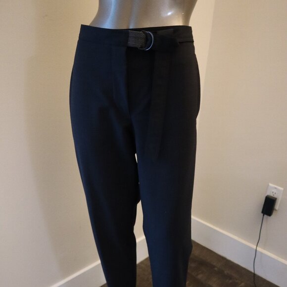 Brunello Cucinelli Gray Pants Monili D-Ring Stretch Wool Blend Straight Size 10 - Picture 2 of 7
